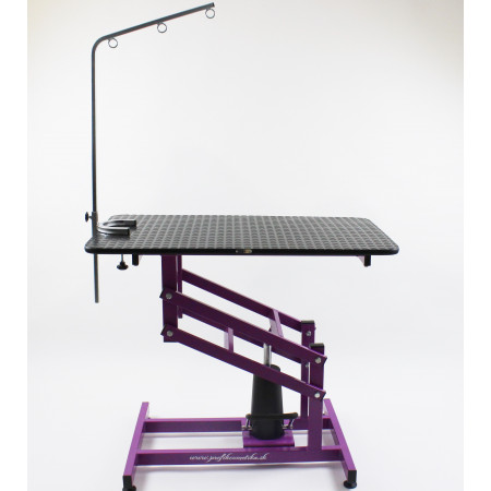 Stôl hydraulický trimovací, veterinárny so šibeničkou-  fialový